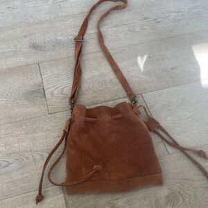 Free People Brown Caramel Suede Tan Drawstring Bag